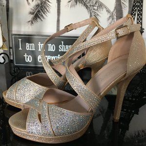 Champagne studded prom heels